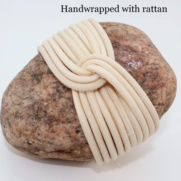 "Eternity" Rock Wrap with Rattan Meditation Stone crafted in Canada zen decor - Picture 4 of 7